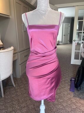 Windsor Women’s Satin Spaghetti Strap Pink Party Dress -Size Medium-NEW WITH TAG